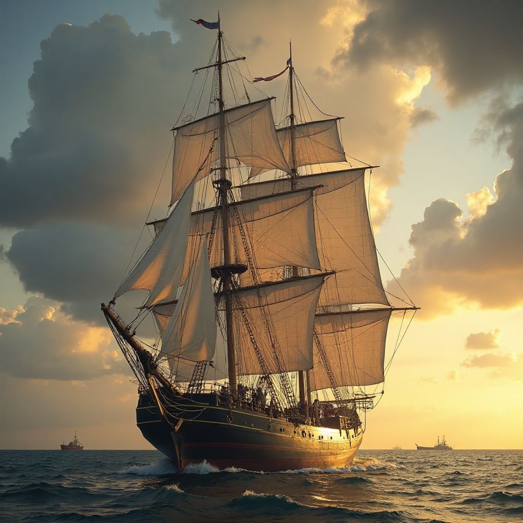 Historic tall ship under full sail