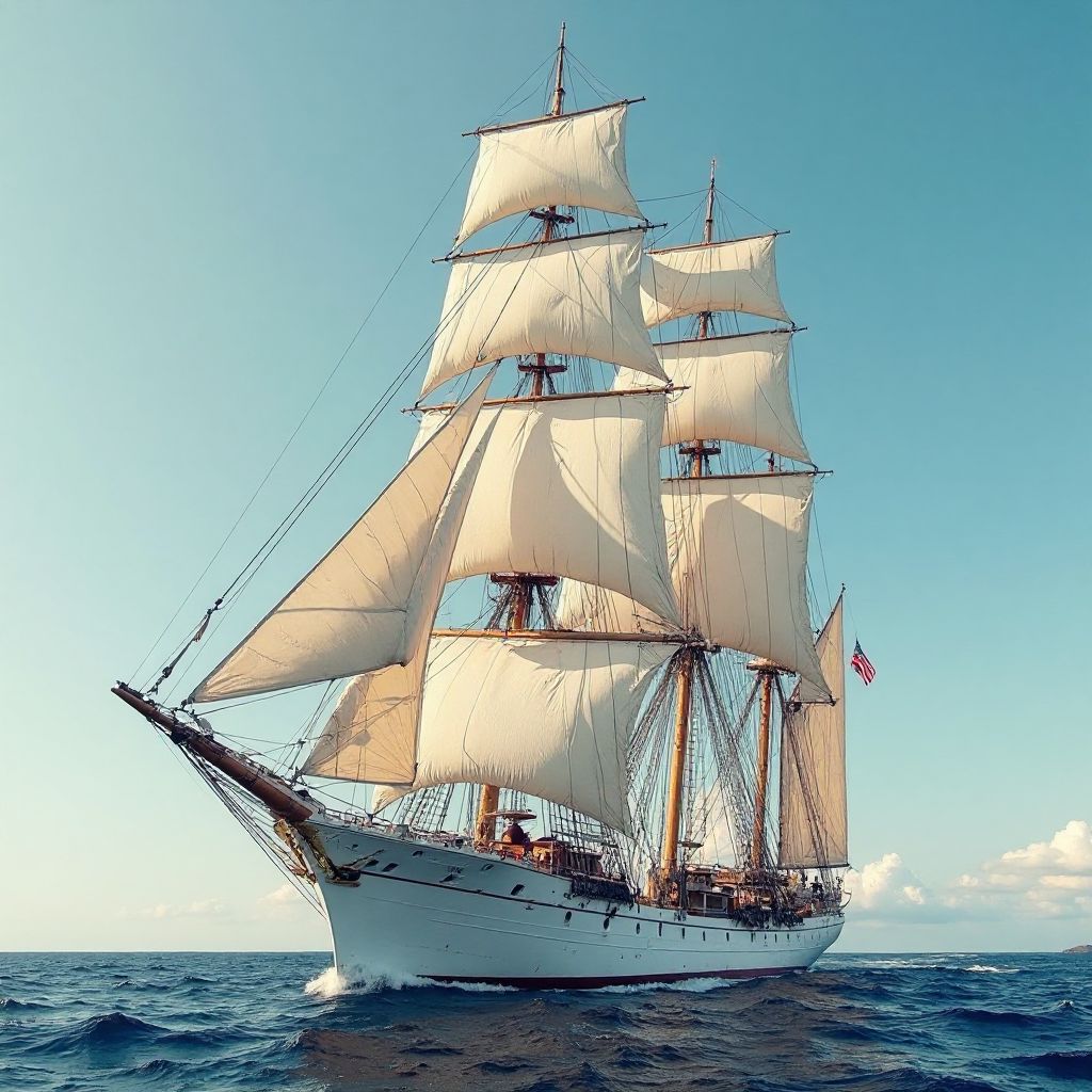 Ship under full sail